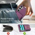 For Samsung Galaxy S25+ 5G Elastic Card Bag Ring Holder Phone Case(Purple) - 3