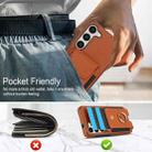 For Samsung Galaxy S25+ 5G Elastic Card Bag Ring Holder Phone Case(Brown) - 3