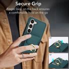 For Samsung Galaxy S25+ 5G Elastic Card Bag Ring Holder Phone Case(Dark Green) - 2