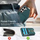 For Samsung Galaxy S25+ 5G Elastic Card Bag Ring Holder Phone Case(Dark Green) - 3