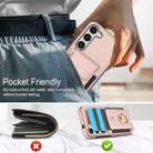 For Samsung Galaxy S25+ 5G Elastic Card Bag Ring Holder Phone Case(Rose Gold) - 3