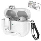 For AirPods Pro 2 Leather Texture Wireless Earphones Case with Hook & Holder(White) - 1