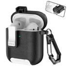 For AirPods 1 / 2 Leather Texture Wireless Earphones Case with Hook & Holder(Black White) - 1