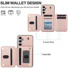 For Samsung Galaxy A55 5G YM006 Skin Feel Zipper Card Bag Phone Case with Dual Lanyard(Rose Gold) - 3