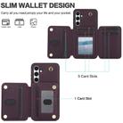 For Samsung Galaxy A55 5G YM006 Skin Feel Zipper Card Bag Phone Case with Dual Lanyard(Dark Purple) - 3