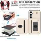 For Samsung Galaxy A55 5G YM006 Skin Feel Zipper Card Bag Phone Case with Dual Lanyard(Apricot) - 2