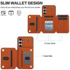 For Samsung Galaxy A55 5G YM006 Skin Feel Zipper Card Bag Phone Case with Dual Lanyard(Brown) - 3