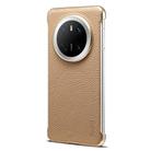 For Huawei Mate 70 Denior A20 Genuine Leather Litchi Texture MagSafe Frameless Phone Case(Khaki) - 1