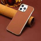 For iPhone 14 Pro Max Denior A20 Genuine Leather Litchi Texture MagSafe Frameless Phone Case(Brown) - 2
