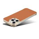 For iPhone 14 Pro Max Denior A20 Genuine Leather Litchi Texture MagSafe Frameless Phone Case(Brown) - 3