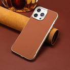 For iPhone 15 Pro Denior A20 Genuine Leather Litchi Texture MagSafe Frameless Phone Case(Brown) - 2