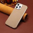 For iPhone 15 Pro Max Denior A20 Genuine Leather Litchi Texture MagSafe Frameless Phone Case(Khaki) - 2