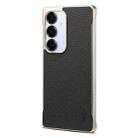 For Samsung Galaxy S25+ 5G Denior A20 Genuine Leather Litchi Texture MagSafe Frameless Phone Case(Black) - 1