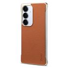 For Samsung Galaxy S25+ 5G Denior A20 Genuine Leather Litchi Texture MagSafe Frameless Phone Case(Brown) - 1