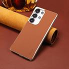 For Samsung Galaxy S25+ 5G Denior A20 Genuine Leather Litchi Texture MagSafe Frameless Phone Case(Brown) - 2