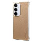For Samsung Galaxy S25+ 5G Denior A20 Genuine Leather Litchi Texture MagSafe Frameless Phone Case(Khaki) - 1