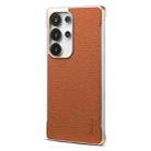 For Samsung Galaxy S25 Ultra 5G Denior A20 Genuine Leather Litchi Texture MagSafe Frameless Phone Case(Brown) - 1