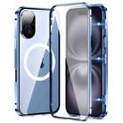 For iPhone 16 360 Full Body Magnetic Frosted MagSafe Phone Case(Sierra Blue) - 1