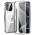 For iPhone 15 Pro 360 Full Body Magnetic Frosted MagSafe Phone Case(Silver) - 1
