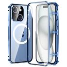 For iPhone 15 360 Full Body Magnetic Frosted MagSafe Phone Case(Sierra Blue) - 1
