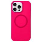 For iPhone 16 Pro Metal Frame Liquid Silicone MagSafe Phone Case(Rose Red) - 1