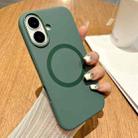 For iPhone 16 Plus Metal Frame Liquid Silicone MagSafe Phone Case(Deep Green) - 2