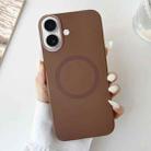 For iPhone 16 Plus Metal Frame Liquid Silicone MagSafe Phone Case(Gold Brown) - 2