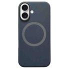 For iPhone 16 Metal Frame Liquid Silicone MagSafe Phone Case(Graphite Black) - 1