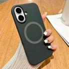 For iPhone 16 Metal Frame Liquid Silicone MagSafe Phone Case(Graphite Black) - 2