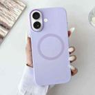 For iPhone 16 Metal Frame Liquid Silicone MagSafe Phone Case(Lilac Purple) - 2