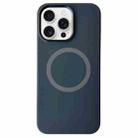 For iPhone 15 Pro Max Metal Frame Liquid Silicone MagSafe Phone Case(Graphite Black) - 1