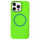 For iPhone 15 Pro Max Metal Frame Liquid Silicone MagSafe Phone Case(Fluorescent Green) - 1