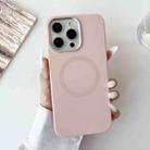 For iPhone 15 Pro Max Metal Frame Liquid Silicone MagSafe Phone Case(Cherry Blossom Pink) - 2