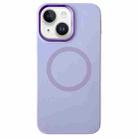 For iPhone 15 Plus / 14 Plus Metal Frame Liquid Silicone MagSafe Phone Case(Lilac Purple) - 1