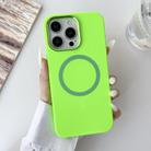 For iPhone 15 Metal Frame Liquid Silicone MagSafe Phone Case(Fluorescent Green) - 2