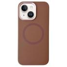 For iPhone 14 / 13 Metal Frame Liquid Silicone MagSafe Phone Case(Gold Brown) - 1