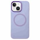 For iPhone 14 / 13 Metal Frame Liquid Silicone MagSafe Phone Case(Lilac Purple) - 1