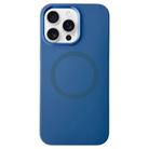 For iPhone 14 Pro Metal Frame Liquid Silicone MagSafe Phone Case(Navy Blue) - 1