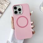 For iPhone 14 Pro Max Metal Frame Liquid Silicone MagSafe Phone Case(Peach Pink) - 2