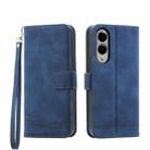 For Samsung Galaxy S25 Edge 5G Dierfeng Dream Line TPU Hybrid PU Leather Phone Case(Blue) - 1