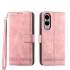 For Samsung Galaxy S25 Edge 5G Dierfeng Dream Line TPU Hybrid PU Leather Phone Case(Pink) - 1
