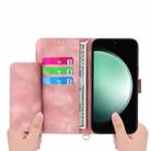 For Samsung Galaxy S25 FE 5G Skin Feel Flowers Embossed Wallet Leather Phone Case(Pink) - 3