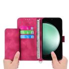 For Samsung Galaxy S25 FE 5G Skin Feel Flowers Embossed Wallet Leather Phone Case(Wine Red) - 3