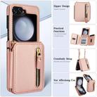 For Samsung Galaxy Z Flip5 Crossbody Zipper Dual Buckle Card Bag Folding Phone Case(Rose Gold) - 3