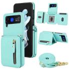 For Samsung Galaxy Z Flip4 Crossbody Zipper Dual Buckle Card Bag Folding Phone Case(Green) - 1