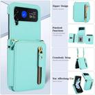 For Samsung Galaxy Z Flip3 Crossbody Zipper Dual Buckle Card Bag Folding Phone Case(Green) - 3