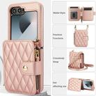 For Samsung Galaxy Z Flip5 Crossbody Rhombus Wallet Bag Folding Phone Case with Lanyard(Rose Gold) - 2
