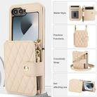 For Samsung Galaxy Z Flip5 Crossbody Rhombus Wallet Bag Folding Phone Case with Lanyard(Apricot) - 2