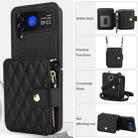 For Samsung Galaxy Z Flip4 Crossbody Rhombus Wallet Bag Folding Phone Case with Lanyard(Black) - 2