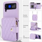 For Samsung Galaxy Z Flip4 Crossbody Rhombus Wallet Bag Folding Phone Case with Lanyard(Light Purple) - 2
